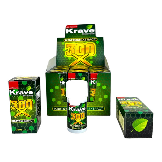 Krave Kratom Extract 300X - 30ml Liquid Shot | 12shots/Display